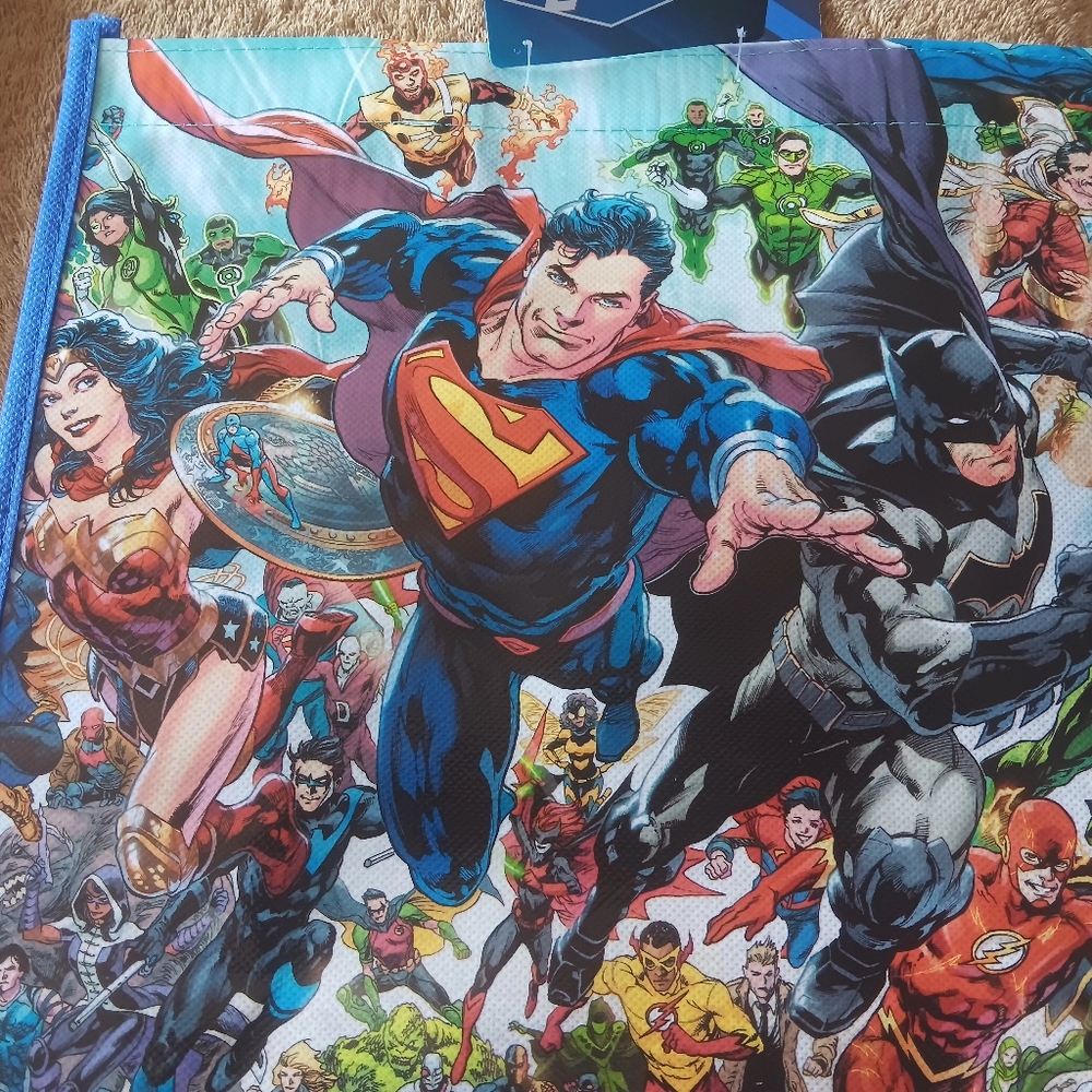 DC JUSTICE LEAGUE REUSABLE TOTE BAG "All the Superheros"~New